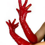 Red PVC Shiny Gloves